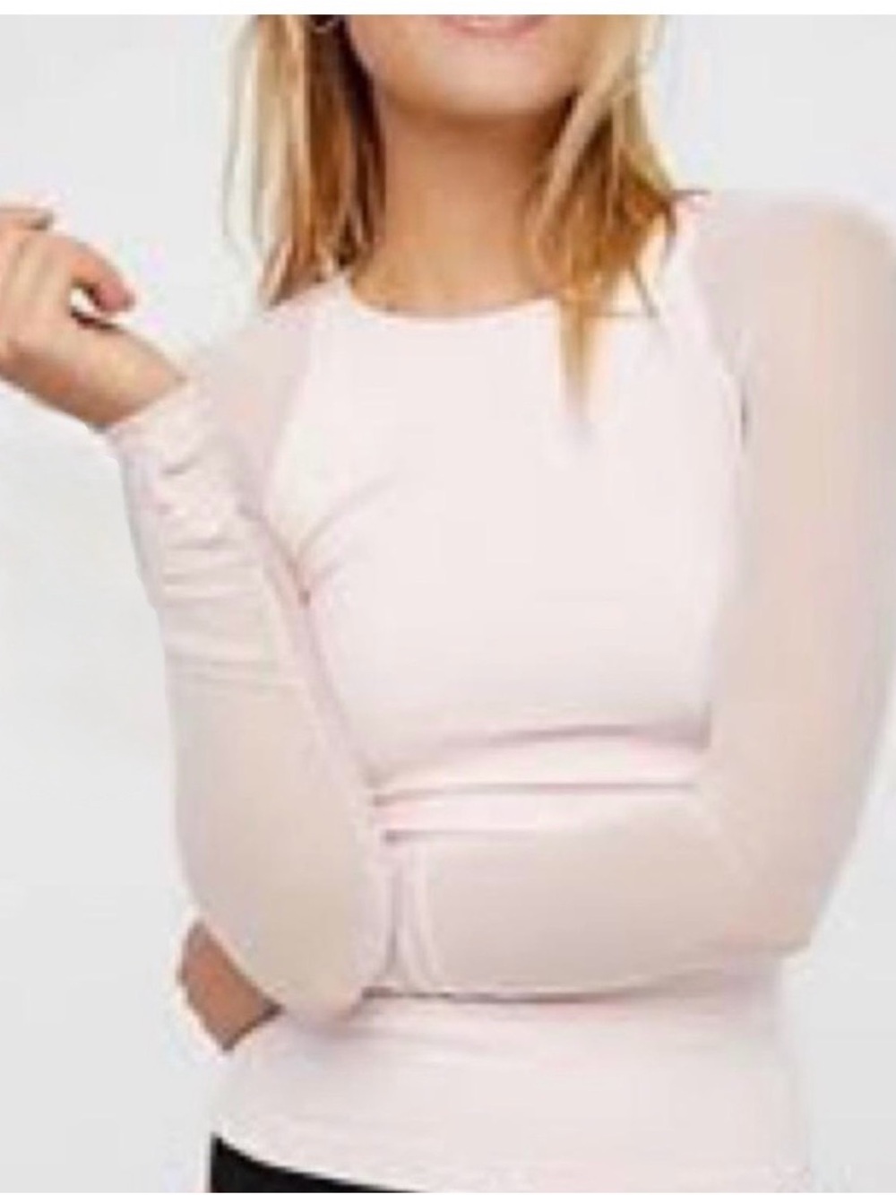 Intimately Free People Scrunch Sleeve Seamless Top Pink size M/L Y2K Casual Cute